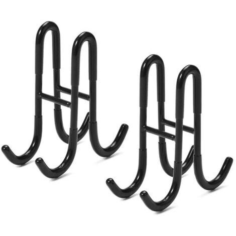 Lot de 2 crochets pour porte de douche en verre, en acier inoxydable 304, double face, sans perçage, pour salle de bain,Noir (1/5)