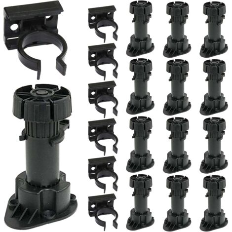 12 pièces 8 pieds + 6 clips réglables en hauteur pour armoire de cuisine avec support de fixation (1/3)