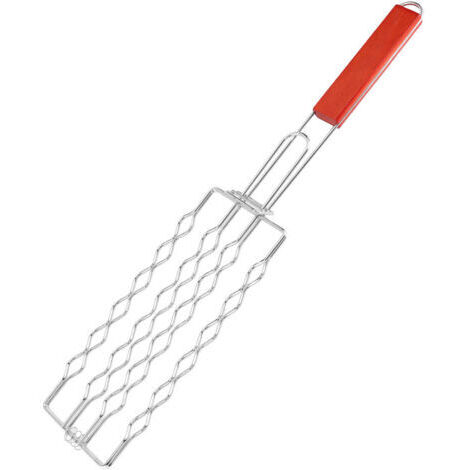 Pince à hot-dog, argentée, 47,5 x 9 cm, 1 pièce Grille antiadhésive pour jambon et saucisses Outil de cuisson pour barbecue et camping (1/5)