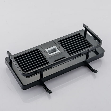 Support de douche noir 30 18 mm, rangement de salle de bain, douche sans perçage, avec porte-savon, crochet et porte-serviettes mural, support autocollant antirouille (1/5)