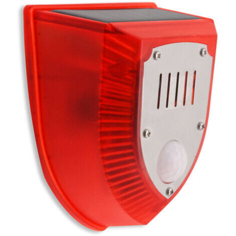 Alarme sonore solaire détecteur de mouvement alarme d\'avertissement extérieur 120db son de sécurité flash éclairage étanche à la pluie mode jour et nuit pour maison villa cour ferme salle de stockage