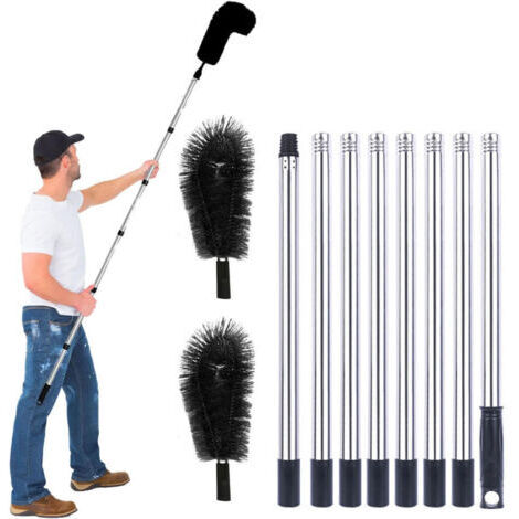 3,2 M Brosse Nettoyage GouttièRe, Perche De Nettoyage Telescopique Brosse Outil Nettoyage Toiture Facile à Enlever Les Feuilles