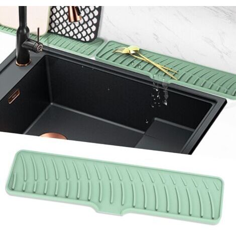 Tapis Égouttoir Étroits, Tapis de Robinet en Silicone, Tampon de Sechage Evier, Tapis de Protection de Drainage, Tampon Egouttoir Vaisselle  (42 cm)