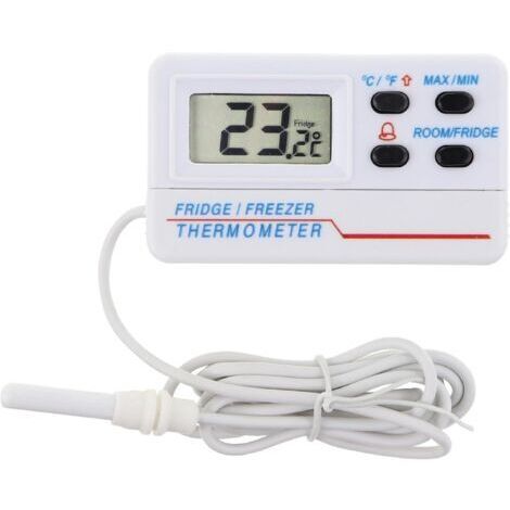 Thermomètre digital de réfrigérateur ou de congélateur - Avec alarme - Fonction max min - Câble de 1,2 m