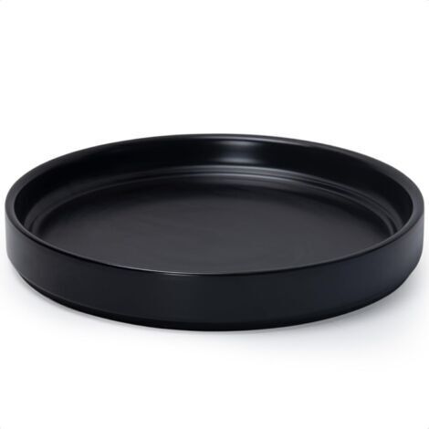 Pot de fleurs en céramique noir de 25 cm de diamètre extérieur, adapté aux bacs à fleurs d'intérieur et d'extérieur, 1 pièce (1/5)