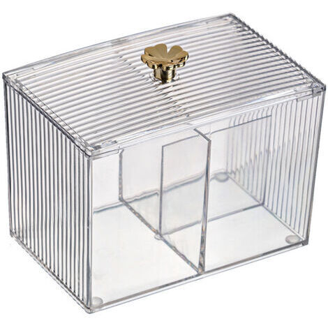 Boîte de rangement pour cotons-tiges, distributeur de cotons-tiges de salle de bain, boîte divisée pour cotons-tiges (1/5)