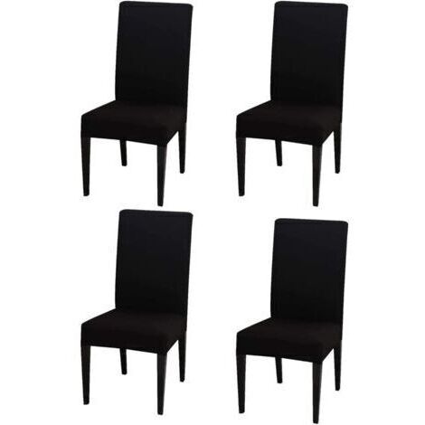 Ensemble de chaises noires 4 pièces, housse de chaise à dossier haut 383847cm, moderne, élastique et lavable, convient pour la salle à manger et la cuisine
