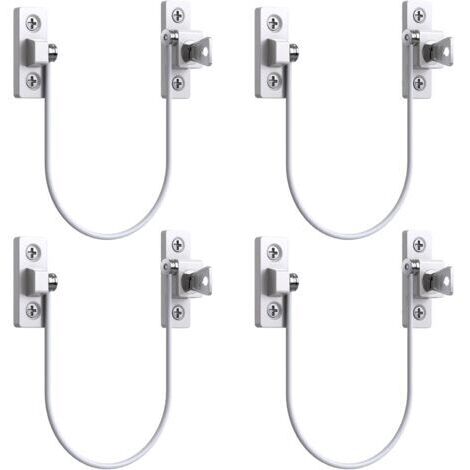 4pcs Entrebâilleur Fenêtre Porte Restricteur de Porte de Fenêtre Verrou Fenetre UPVC Verrouillage de Limite Verrou de Sécurité Câble Serrure de Limite Avec Clé et Vis (1/5)