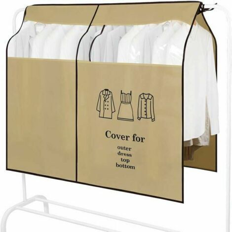 (150X120cm. Marron) Housses de Vêtements Anti-Poussière Housse de Portant Vetement avec Transparent Fenêtre Univers Garment Cover Housse de Protection pour Chemise Robes Costumes Manteaux