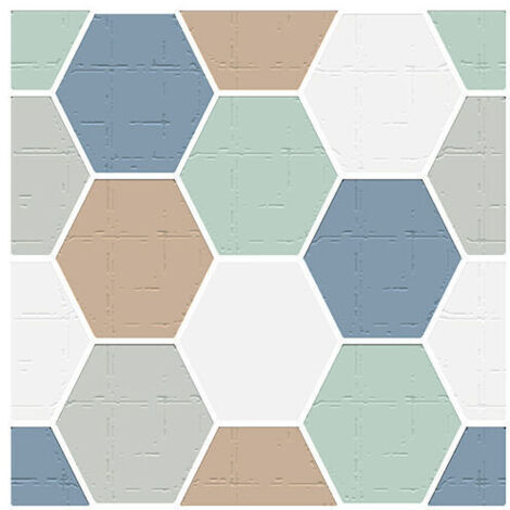 6 pièces carreaux hexagonaux bleus et verts (20 x 20 cm) - Autocollants pour cuisine, salon, salle de bain et décoration intérieure PVC