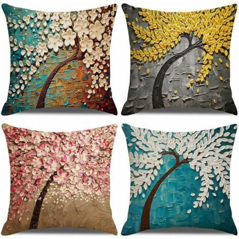 4 pièces ensemble de coton et lin décoration canapé décoration de la maison super doux taie d'oreiller décoration de la maison salon chambre canapé housse de coussin 45x45cm (1/5)