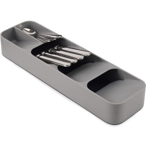 Serbia – Organisateur de tiroir à couverts compact 5 compartiments – Pieds antidérapants – Pour tiroirs d'une hauteur minimale de 8 cm – Gris (1/5)