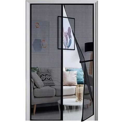 1 pièce de porte et fenêtre moustiquaire magnétique noire 90220cm adaptée aux couloirs, portes, facile à installer et à sceller (1/5)