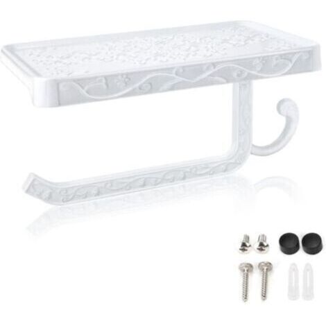 Porte-Papier Toilette Mural, hicoosee Support Papier Toilette avec Plateforme de Rangement pour Salle de Bain WC, Blanc