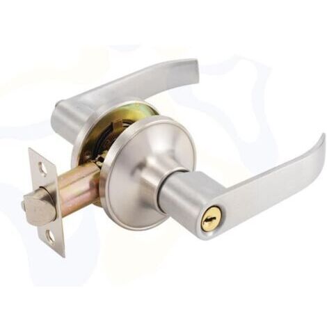 Serrure de poignée de porte d'entrée avec clé, poignée universelle pour portes intérieures et extérieures, poignée de porte droite avec clé, poignée de porte de chambre double face pour porte (1/5)
