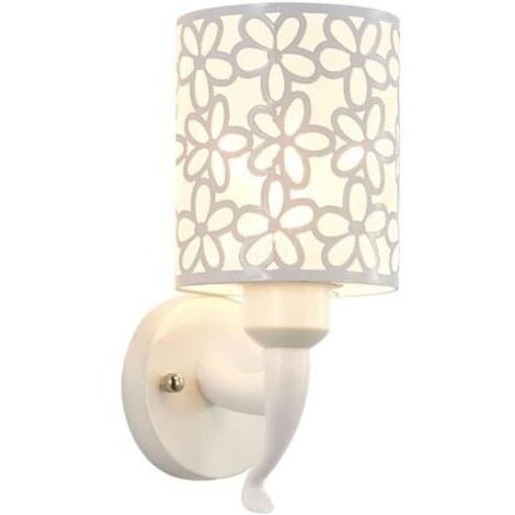 Applique murale LED blanche moderne style nordique avec abat-jour floral pour couloir, escalier, chevet,Blanc (1/5)