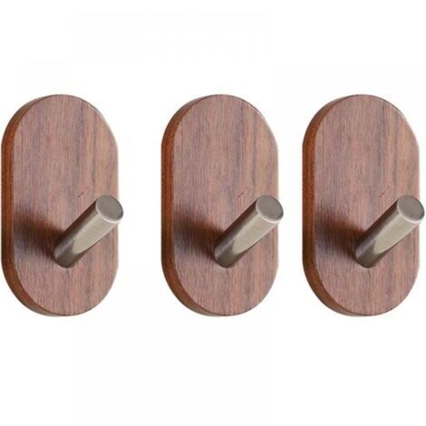 Lot de 3 patères en Bois, Porte-Manteau en Bois Naturel, Crochets de décoration de Porte de Maison,Crochet Mural Multifonction pour Sacs à Manteaux, vêtements, clés, écharpe (1/4)
