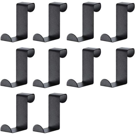Crochets réversibles en acier inoxydable noir pour porte, placard, garde-robe, cuisine, salle de bain, chambre, noir (1/5)