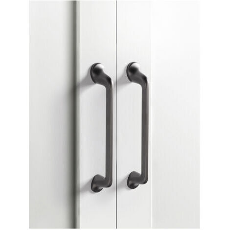 Ensemble de 2 poignées de meuble, poignée d'armoire, poignée de tiroir, poignée d'armoire de cuisine, gris, entraxe de 96 mm, alliage de zinc (1/5)