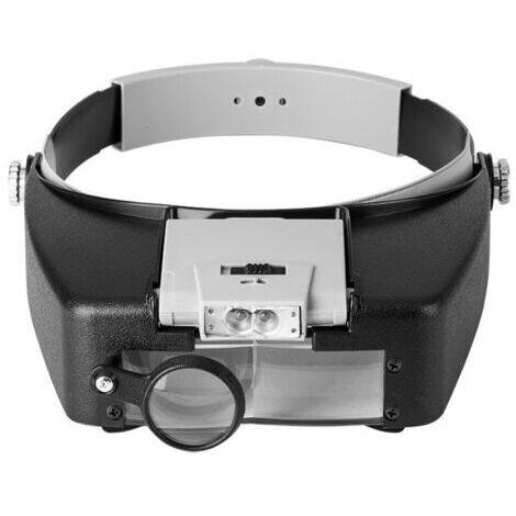 Bandeau Loupe Horloger Mains Libres Loupe avec Lumière Casque Loupe Grossissante avec LED Lumière, pour Horloger, Bijoutier, Lecture