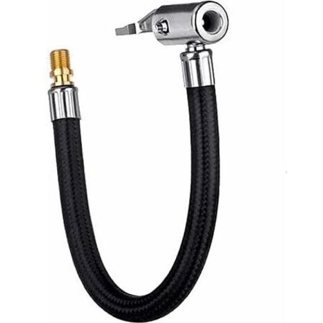 Tuyau de gonflage de pneu de voiture - Tuyau de gonflage Adaptateur de tube d'extension de pompe à air Twisted Tire Air Connection Locking Air Chuck Bicycle Motorcycle 20cm (1/5)