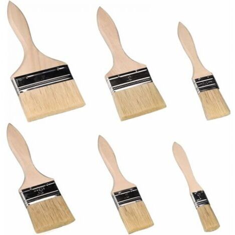 Pinceaux Peinture Mur,Pinceau Plat, Pinceaux 6 Pièces, Pinceaux Professionnels Manche en Bois Peinture Brosses Pinceaux de Poils Naturels Adapté Aux Murs, Aux Meubles, Aux Volets (1/5)