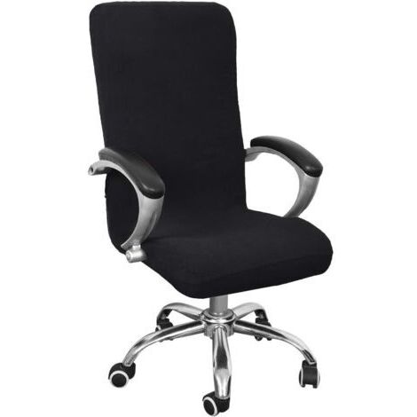 Housse de Chaise de Bureau Univers Extensible Microfiber Lavable Couverture de Chaise Bureau Housses de Fauteuil Extensibles Confortable Fauteuil De Direction (Noir, S)