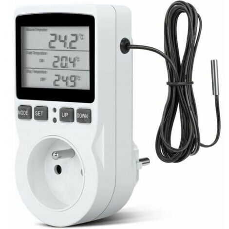 Prise programmable -Prise Thermostat, Prise Minuteur Digital, Prise Programmable Digitale avec Sonde, Minuterie Numérique Programmable, Prise Thermostat chauffage pour Serre, Aquarium (1/4)