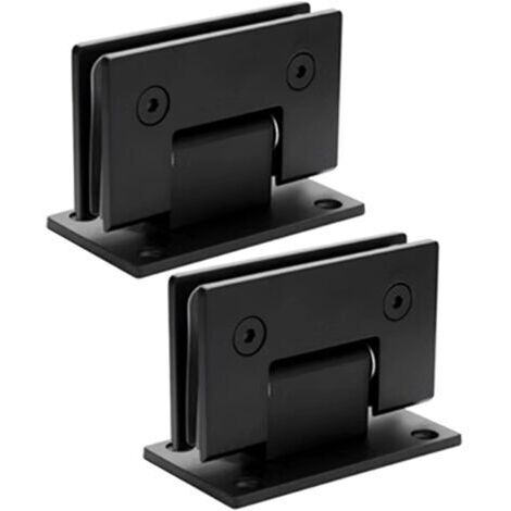 Lot de 2 charnières de porte de douche en verre à 90 degrés, clips de porte de salle de bain en acier inoxydable noir pour 8 à 12 mm (1/5)