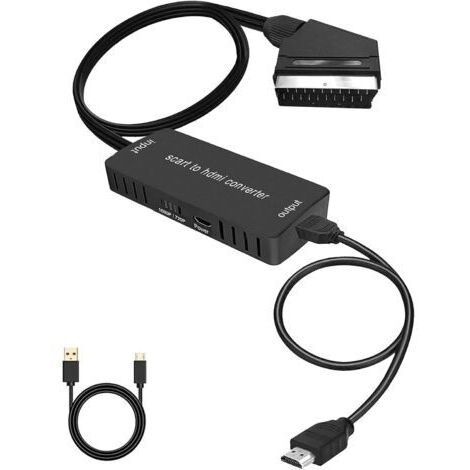 Convertisseur péritel vers HDMI, adaptateur HD 720p/1080p, convertisseur audio vidéo pour téléviseurs, projecteurs, décodeurs et lecteurs DVD Blu-ray (1/5)