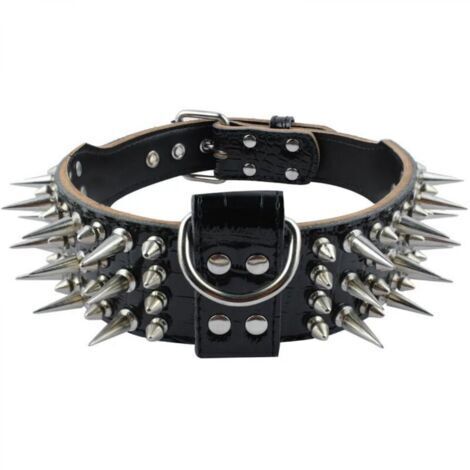 Collier pour chien en cuir clouté avec laisse, rivets en cuir PU pour chien Pit Bull - Collier pour chat en cuir durable avec clous à pointes pour races de petite, moyenne et grande taille