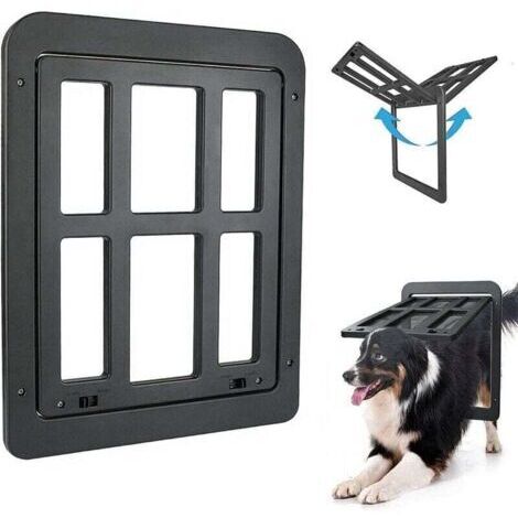 Porte pour chien noire, facile à installer et verrouillable, pour chiens de taille moyenne et grande (34 cm x 44 cm)