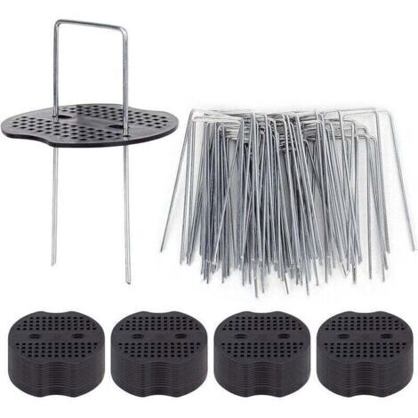 50 Piquets De Jardin Ave Rondelles, Piquets De Fixation en Acier Galvanisé pour Baches Agraphes De Fixation De Toile De Paillage Piquets Galvanisé