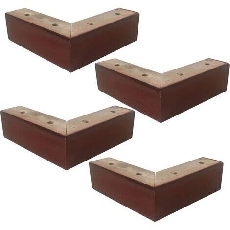 Lot de 4 pieds de meubles en bois massif en forme de L, pour table de chevet, table à thé, meuble de rechange (sans vis) (1/4)