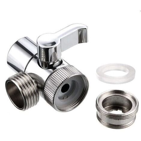 Robinet d'Arrêt Vanne de Commutation en Laiton 3 Voies Soupape Valves d'Aiguillage Valve 3 Voies En Laiton Robinet Arret 3 voies avec 2 Adaptateurs + Ruban Teflon pour Lavabo Dérivation d'Eau (1/4)