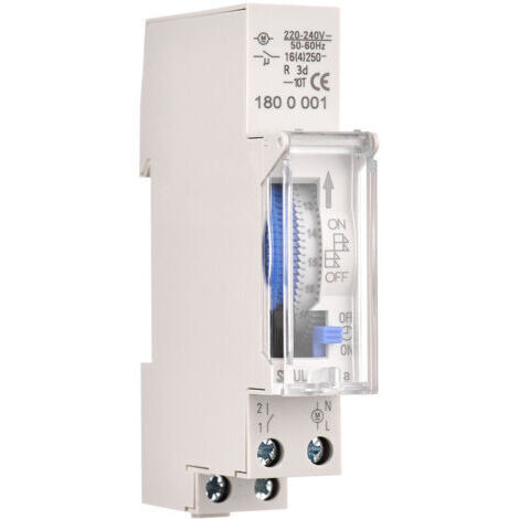 Minuterie mécanique de 24 heures Minuterie minimale de 15 minutes Montage sur rail Batterie intégrée, SUL180a AC220-240V Gris - SUL180a AC220-240V Gris (1/5)
