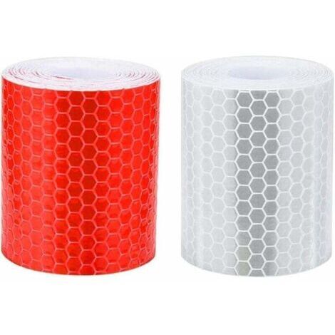 Bande réfléchissante, 2 pièces. 5 cm × 3 mètres bande réfléchissante autocollant autocollant haute visibilité pour véhicules voitures remorques remorques vélos casques - blanc et rouge (1/5)