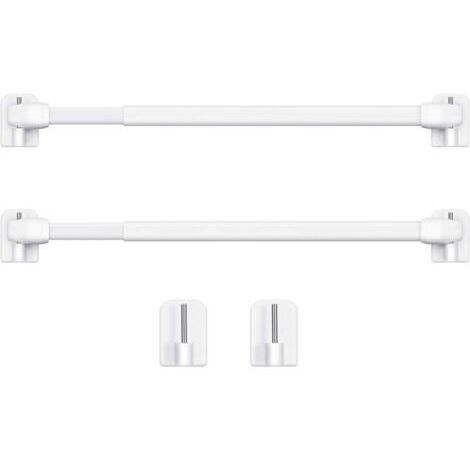 Tringle à Rideau en Plastique Réglable Tringle à Rideau Extensible pour Fenêtre Barres d'Armoire Tige de Tension Crochets de Tringle à Rideau Adhésive, 40-60cm (Blanc，2pcs) (1/4)