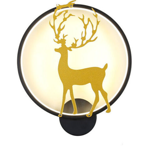 Applique murale nordique Elk, lampe de chevet dans la chambre à coucher moderne minimaliste créatif escalier balcon décoration LED allée lampe, Noir, trois couleurs de lumière variab (1/5)