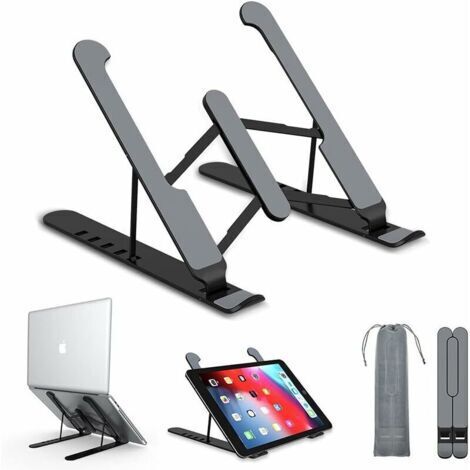 Support Ordinateur Portable, Support PC Portable à 6 Niveaux Réglables, Ergonomique Léger Compatible avec avec MacBook, Dell, Lenovo, HP, Autres Laptops Tablettes (Noir) (1/5)