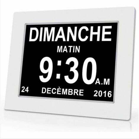 Horloge calendrier numérique One Piece 7 pouces avec date et heure, horloge Alzheimer pour parents, rappel de médicaments pour grands-parents et enfants - Blanc - 20414324mm (1/5)