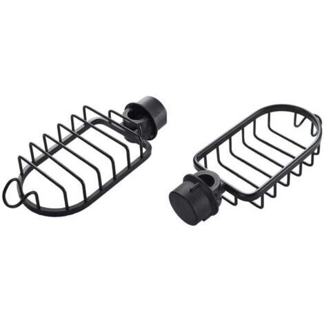 Étagère de douche en aluminium argenté ou noir à visser et réglable en hauteur (noir) (1/5)