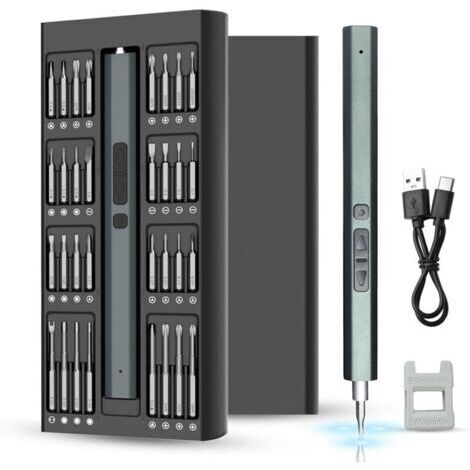 Tournevis de Precision Electrique Sans Fil,82 en 1, Avec LED, Mini Kit Tournevis Electronique Pour Téléphone, Montre, Appareil Photo, PC (1/4)