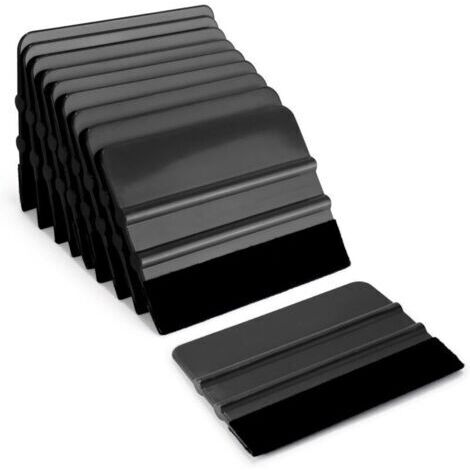 Lot de 10 raclettes avec bord en feutre pour voiture, film de meubles, film de fenêtre, film teinté, film adhésif, kit d'outils de pose de film 4 pouces (noir) (1/4)