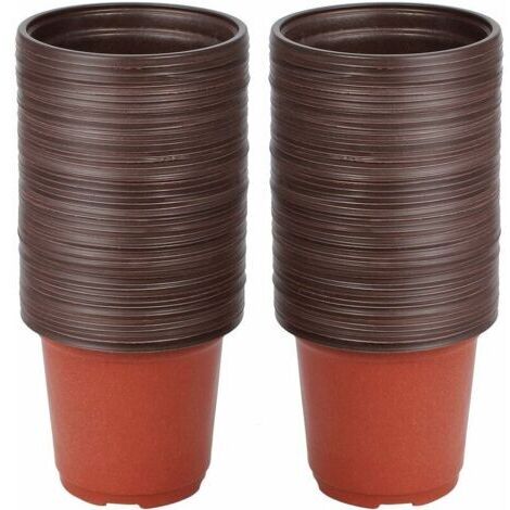 Lot de 100 pots de semis ronds en plastique souple – 10 cm diamètre, 8,7 cm hauteur – Réutilisables avec drainage pour semis intérieur et extérieur (1/5)