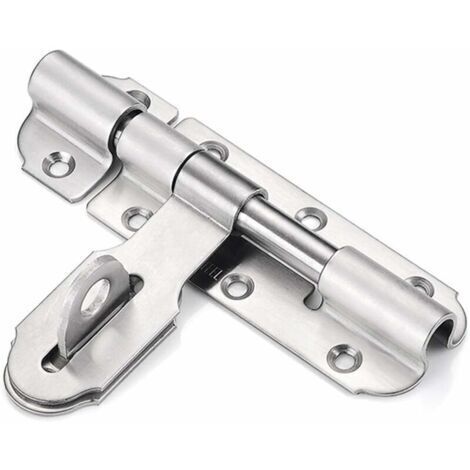 Verrou de porte coulissante en acier inoxydable 100 mm avec fermoir à cadenas, verrou de porte robuste pour salle de bain, toilettes, jardin, abri de jardin (1/4)