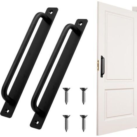 Poignée de Porte Coulissante en Acier Inoxydable - Lot de 2 Poignées Porte avec Vis, Design Moderne pour Armoires, Granges, Fenêtres (21x2.5cm) (1/4)