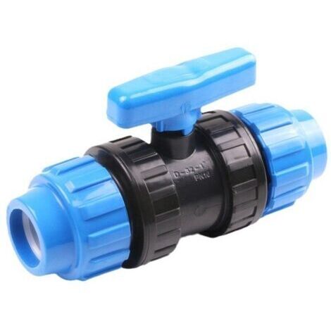 Robinet à boisseau sphérique pour raccords de tuyau d'eau 25 mm – Vanne a compression PN10 de 25mm – Robinet à bille compatible avec tuyaux en polyéthylène PE80 et PE100-1 pièce (1/4)