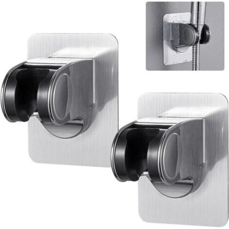 2 PCS Support de Douche Mural Autocollant Plastique ABS Support Pommeau de Douche Sans Percage Fixation Pommeau de Douche à Main Reglable Accessoires pour Douche Universel Salle de Bain Hôtel (1/4)