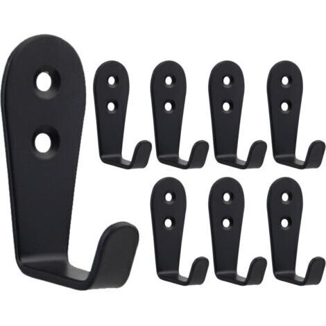8 Crochets Muraux Noir, Patère Murale Métal Lourd Acier Inoxydable Petit L Crochet Individuel pour Suspendre des Manteau Vêtements Vestes Peignoirs Serviettes Chapeaux Clés Sacs Tasses (1/4)